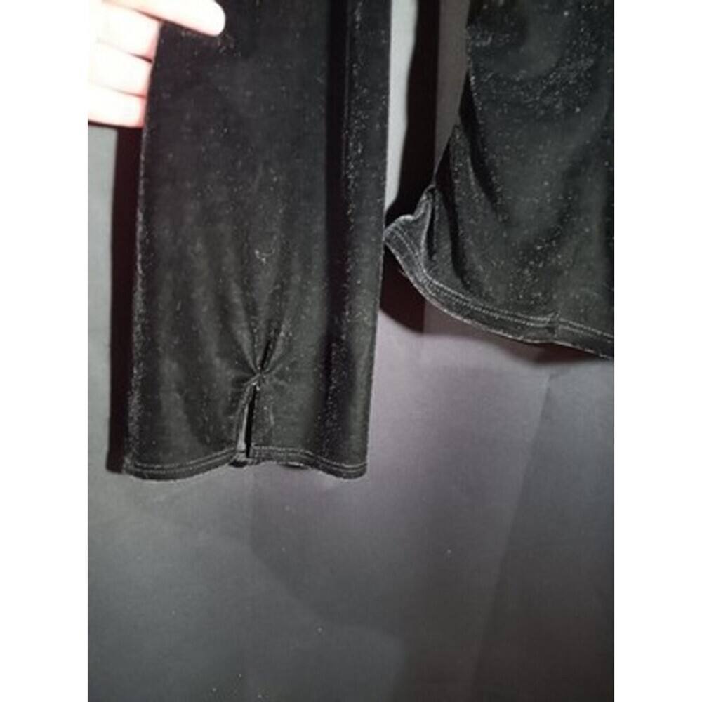 Velvet Top Size Large Black Faux Wrap Bell Sleeve Whimsigoth Fairy VTG Metaphor - Picture 4 of 6